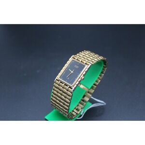 Citizen Quartz Mens Gold Tone Tank Watch Black Dial 6031-S02088 SMW Vintage